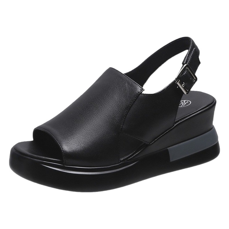 Sandalias de cuña de plataforma de mujer 2022 nuevo verano tacón alto peep toe estilo coreano sandalias casual deportes sandalias de playa