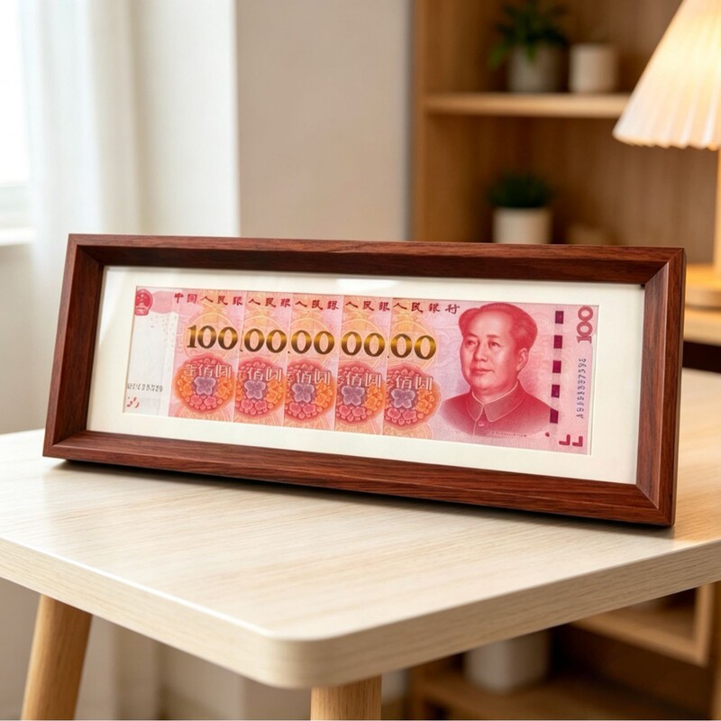 Wholesale multi-tiered black walnut photo frame, gold-plated, for displaying money to attract good fortune, standing style, light luxury, 6-grid, RMB photo frame