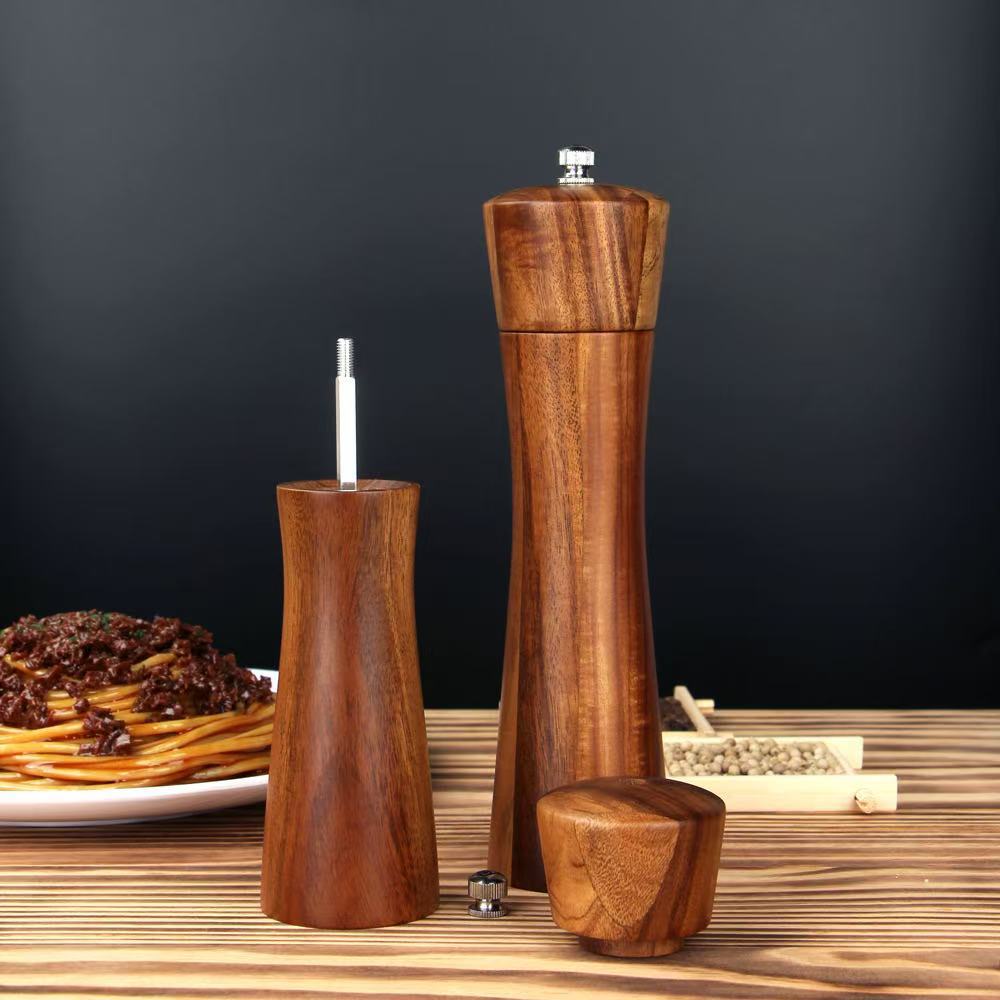 Molino de pimienta de madera de acacia para ajustar manualmente el grosor y la finura del molino de pimienta, molino de condimentos de especias multifuncionales de madera transfronteriza image 3