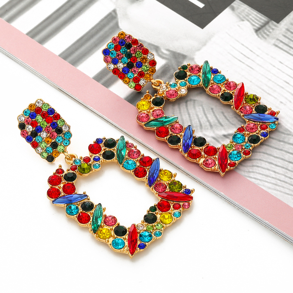 Fashion Geometric Alloy Diamond Earrings display picture 7