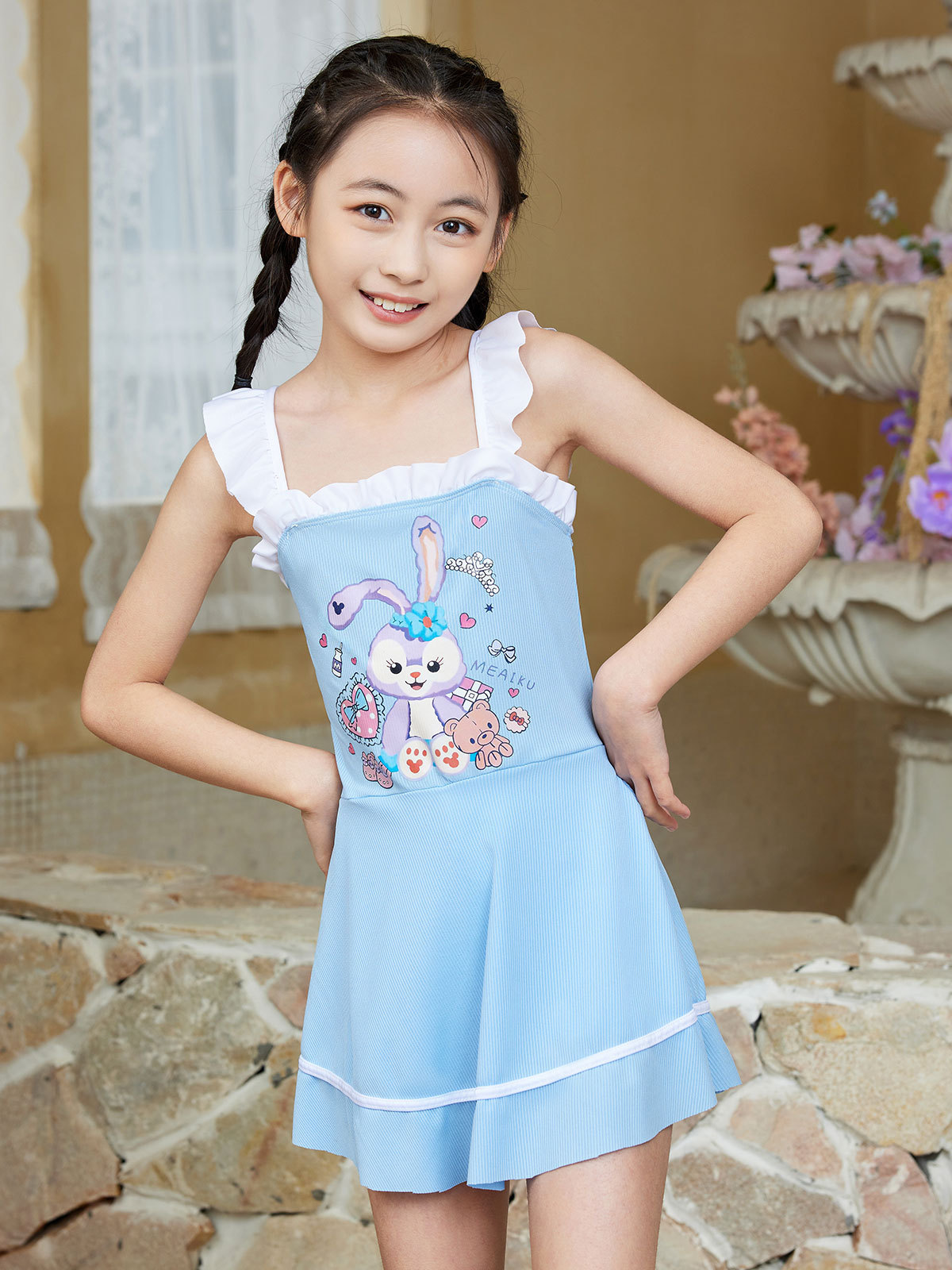 Trajes de baño para niños niñas de verano niños princesa vestido de ángulo plano 2024 nuevo trajes de baño para niñas de secado rápido