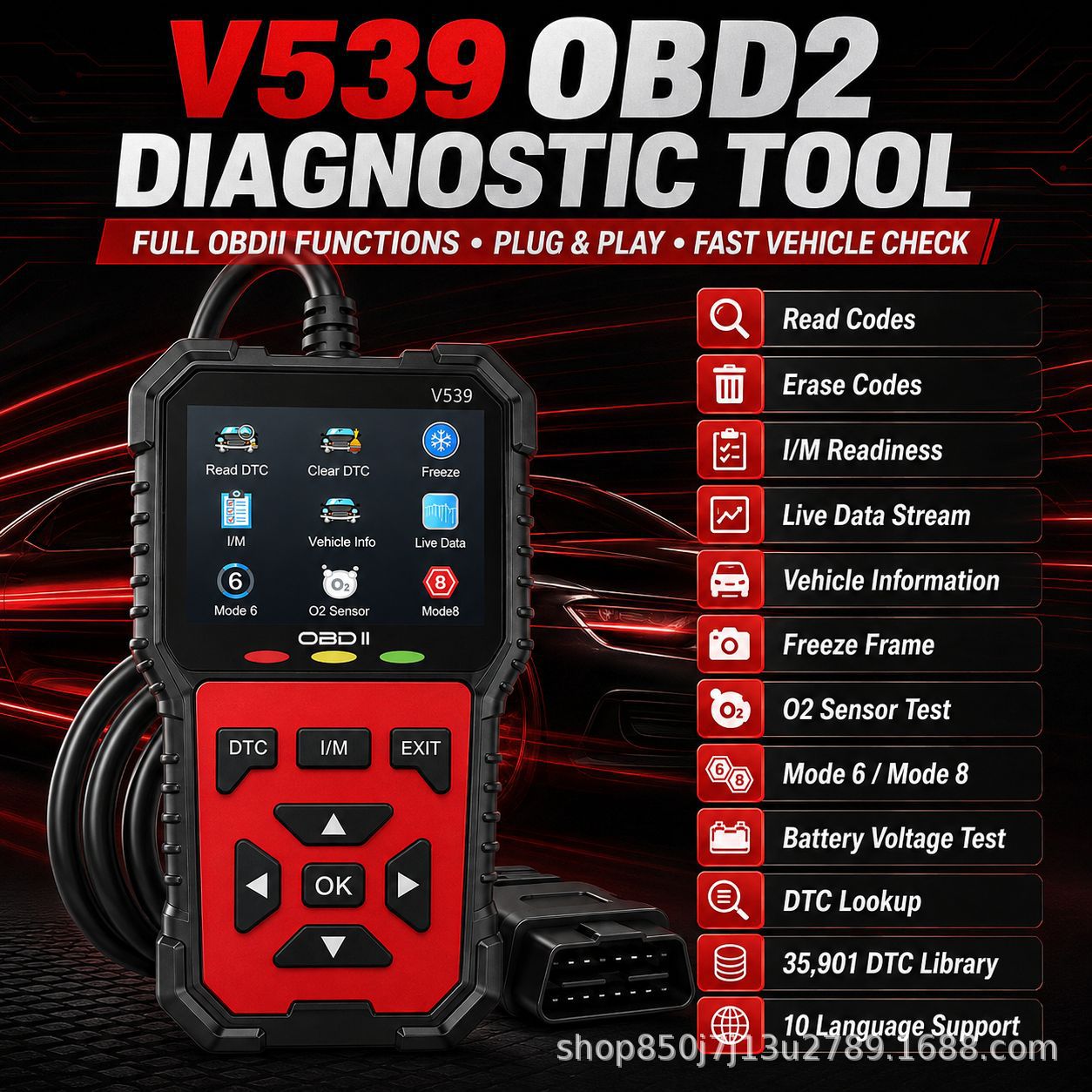Brand new V539 car diagnostic tool OBD 2 on-board diagnostic tool full-function OBDII car scanner