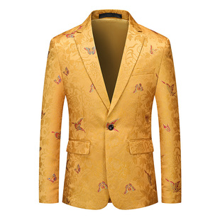 Trendy Casual Men's Suit Color in stock Single Slim Fit Double-breasted Round Neck Cotton Blended Rabbit Hair