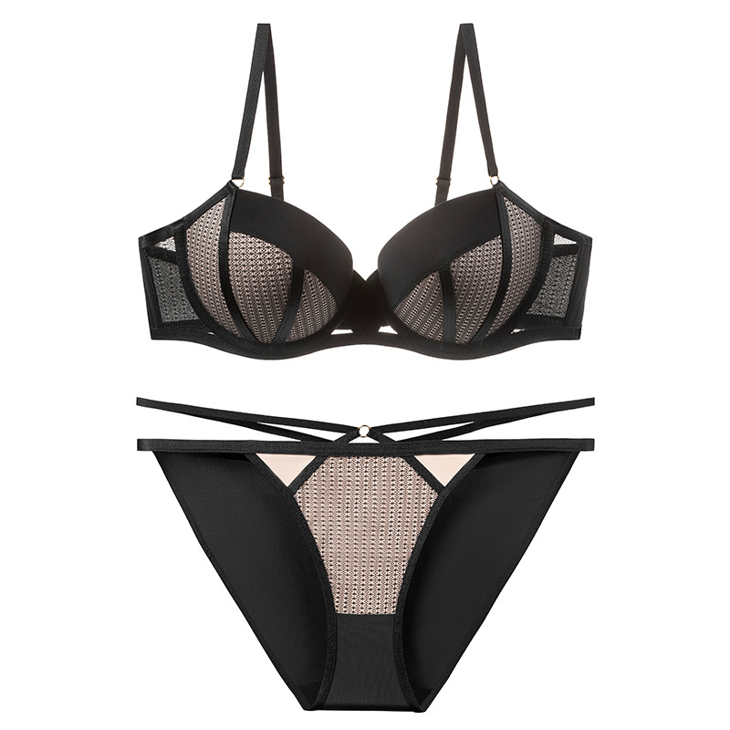 Ropa interior de encaje de alta gama transfronteriza, sujetador de reunión cómodo para mujer puro, pecho pequeño, conjunto de sujetador antiflacidez grande