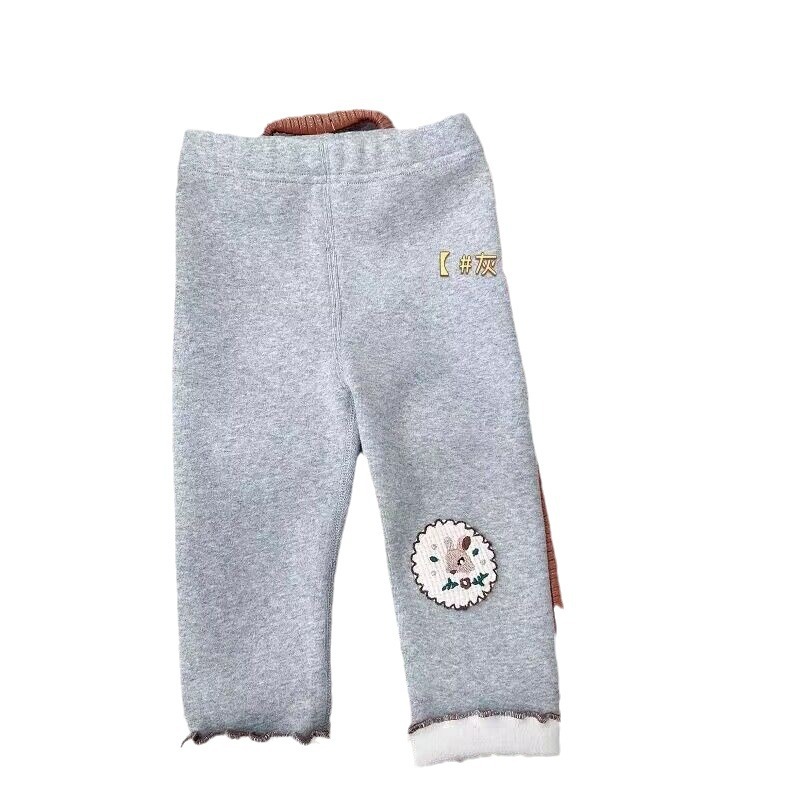 Polainas forradas de lana para niñas Otoño e Invierno Nuevo bebé prendas de vestir exteriores de estilo occidental niña todo-fósforo cálido pantalones de terciopelo de una pieza