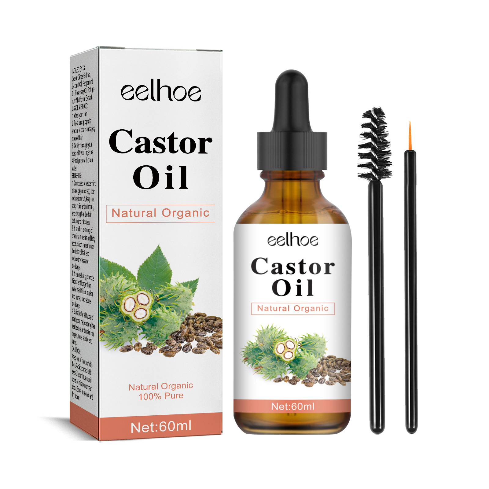EELHOE Ätherisches Rizinusöl für dickes Haar spendet Feuchtigkeit, repariert trockenes, krauses, dickes Haar, stärkt das Haar, beugt Haarausfall vor, ätherisches Haarpflegeöl_voghion.com