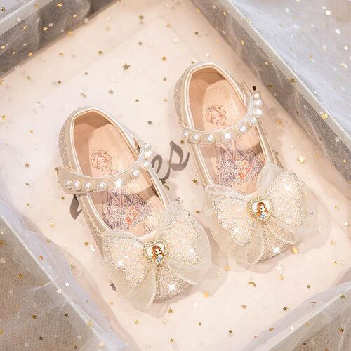 New Autumn Children's Princess Shoes for Girls, Elsa Leather Slip-on Shoes for Little Girls, Spring and Autumn Women's Shoes