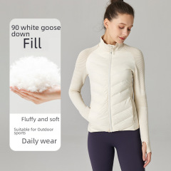 Xiao Yang Ge's same-style yoga sports down jacket for women, windproof cotton clothing, slim-fit lightweight outdoor running coat
