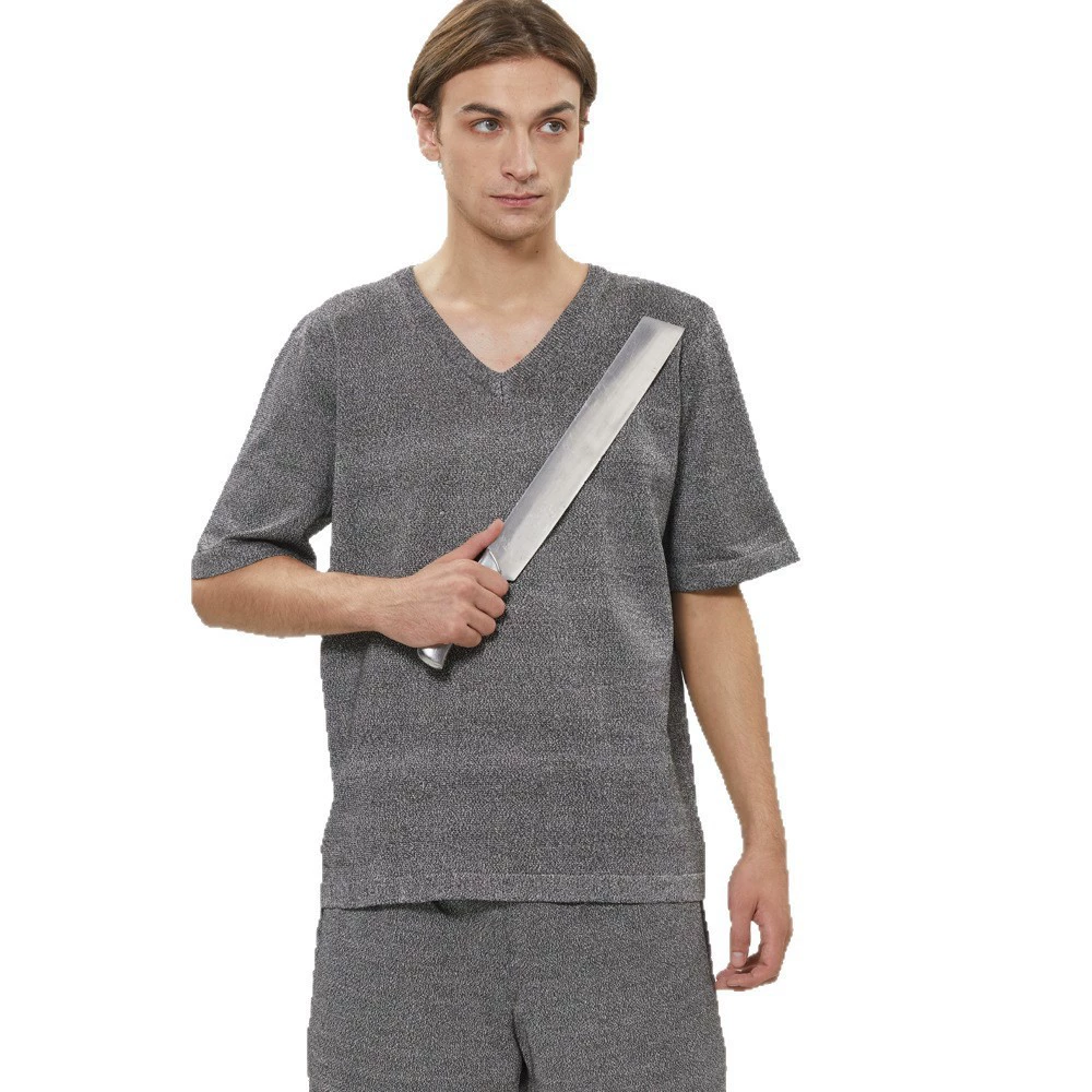 Готовая износостойкая трикотажная одежда от производителя, защитная одежда с воротником-сердечком, с короткими рукавами, с длинными рукавами, темно-серая, светло-серая, защита Amazon.