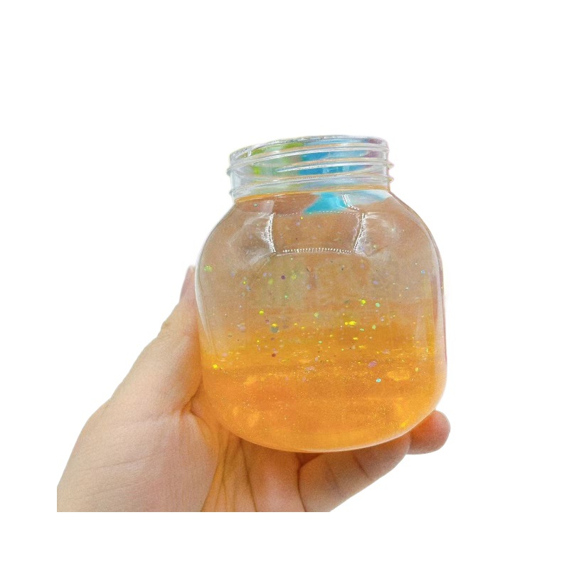 Botella de dulces de barro de cristal colorido botella de barro colorido juguetes para niños goma espumante slime barro transparente al por mayor