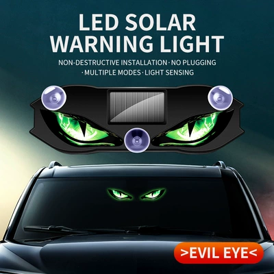 Cross-border best-selling car decorative light, solar-powered wireless devil's eye LED warning ambient light with dynamic eyes (Other lights) - new-devils-eye-green