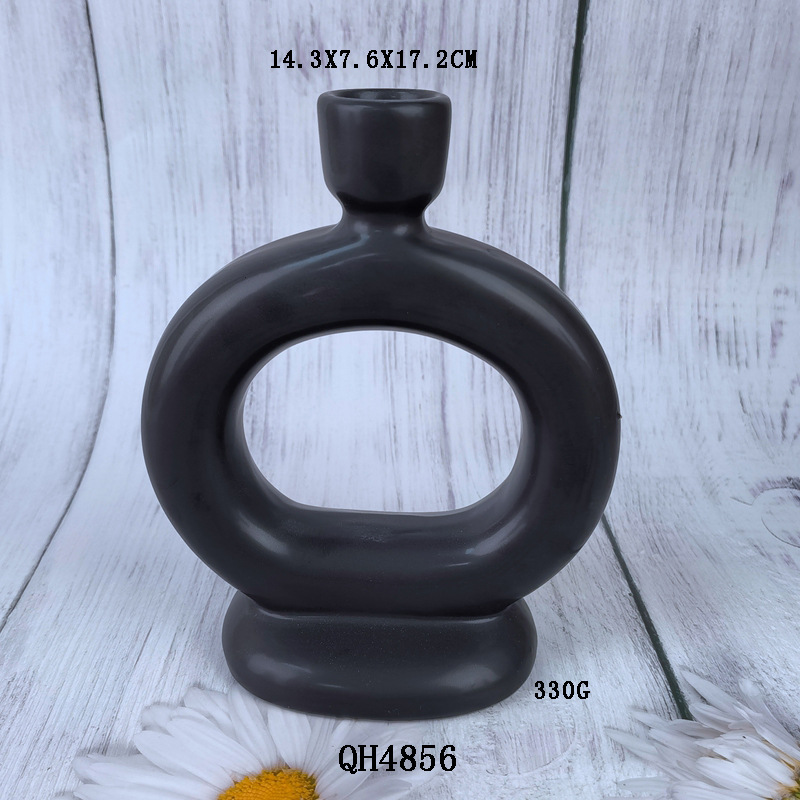 Transfronterizo Amazon cerámica hueco círculo florero decoración del hogar donut florero nórdico salón flor arreglo personalización