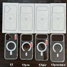 透明亚克力Magsafe磁吸手机壳 适用苹果17PRO直边透明防摔太空壳