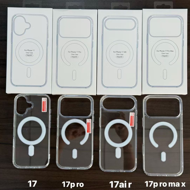 Transparent Acrylic Magsafe Magnetic Suction Suitable for iPhone Apple 17 Four-Corner Airbag Fine Hole Anti-Fall Mobile Phone Case