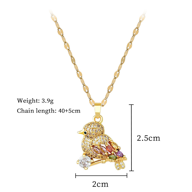 Collana di lusso leggera con ciondolo a forma di uccello in rame galvanizzato placcato oro vero Ins Wind_voghion.com