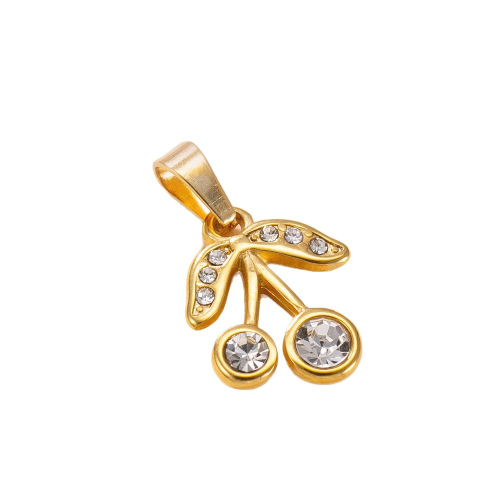 Colgante único Moda europea y americana Joyería de acero inoxidable Color Drop Oil Colgante de cereza tridimensional Accesorios de bricolaje Colgante al por mayor