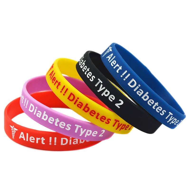 Medical Alert Diabetes Type 2 Silicone Bracelet Medical Warning Rubber Wristband Hand Strap