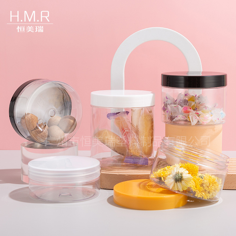 现货83牙广口瓶200ml300ml透明pet塑料瓶400ml500ml花茶零食罐子