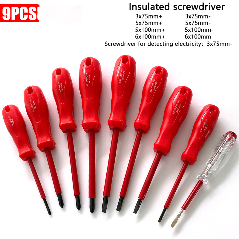 Destornillador aislado traje electricista destornillador herramienta de combinación de reparación fuerte destornillador cruzado magnético fábrica al por mayor