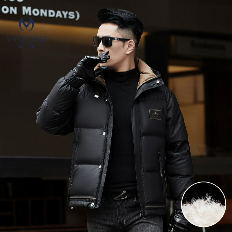 Пуховик мужская новая куртка зимняя теплая с капюшоном утолщение больших размеров модная одежда для хлеба короткая