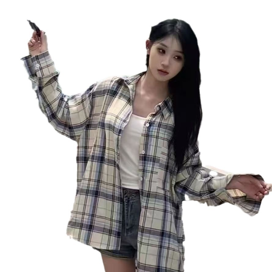 작은 가을 새로운 격자 무늬 셔츠 여성 한국 스타일 패션 느슨한 게으른 슬림 격자 무늬 카디건 재킷 여성 트렌디