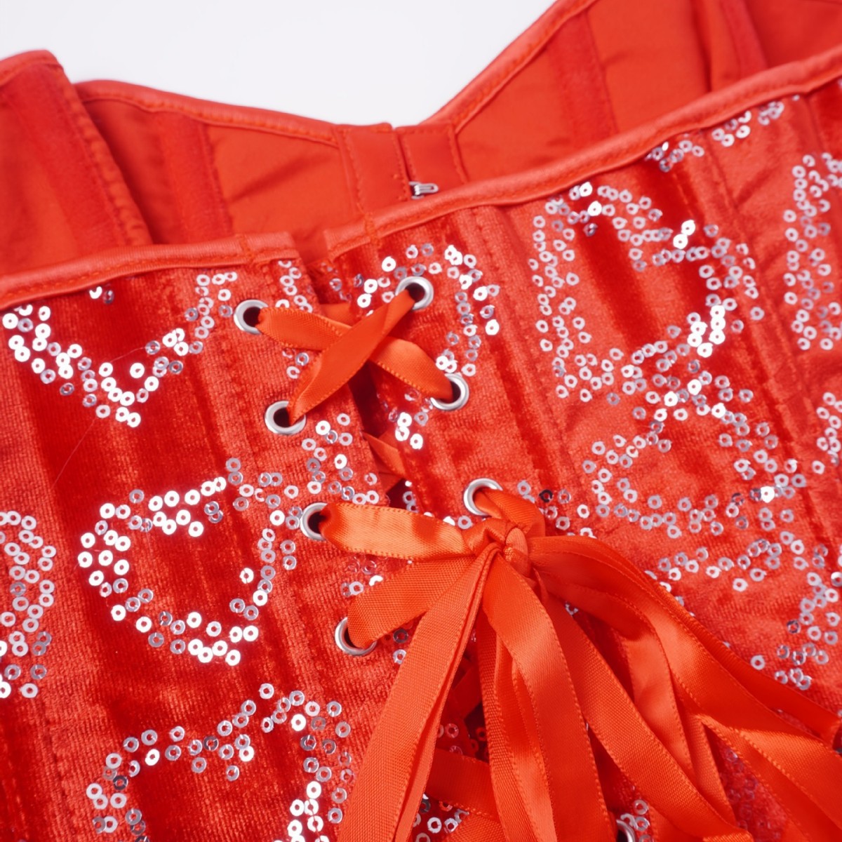 Europa y Estados Unidos transfronterizos sequinilla roja decoración delantera blusa de pecho cintura de cintura retrógrada corte vestimenta