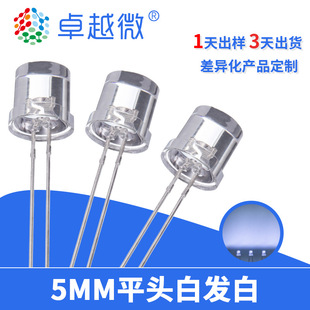 Original Factory Spot F5 Flat Head White Hair White Highlight Led 3V White Light Emitting Tube 5mm Direct Plug Led Diode