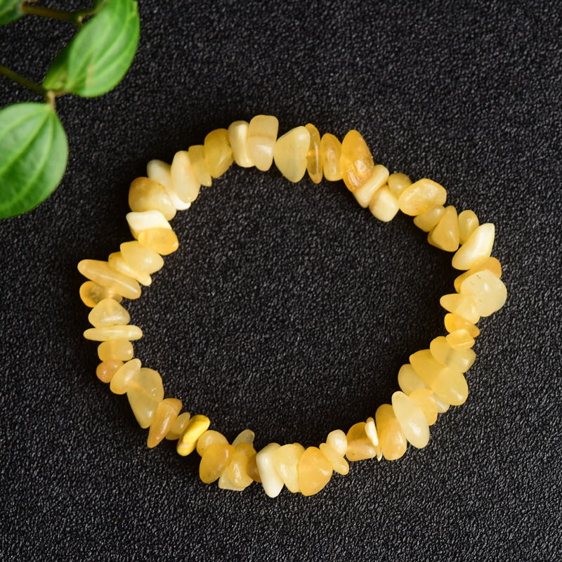 Pulsera de anillo único de piedra de cuartil natural irregular pulsera de cuerda elástica de piedra original estilo fresco simple y versátil