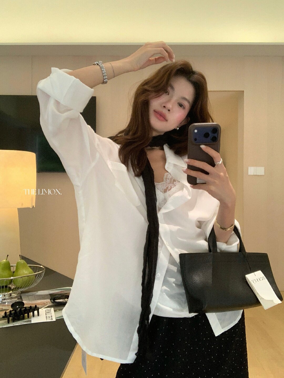Áo sơ mi nữ tay dài chất liệu tencel phong cách lười biếng ấm áp — Vàng nhạt, xanh lam, Xanh lá cây nhạtcolor, màu hồng chi tiết 36