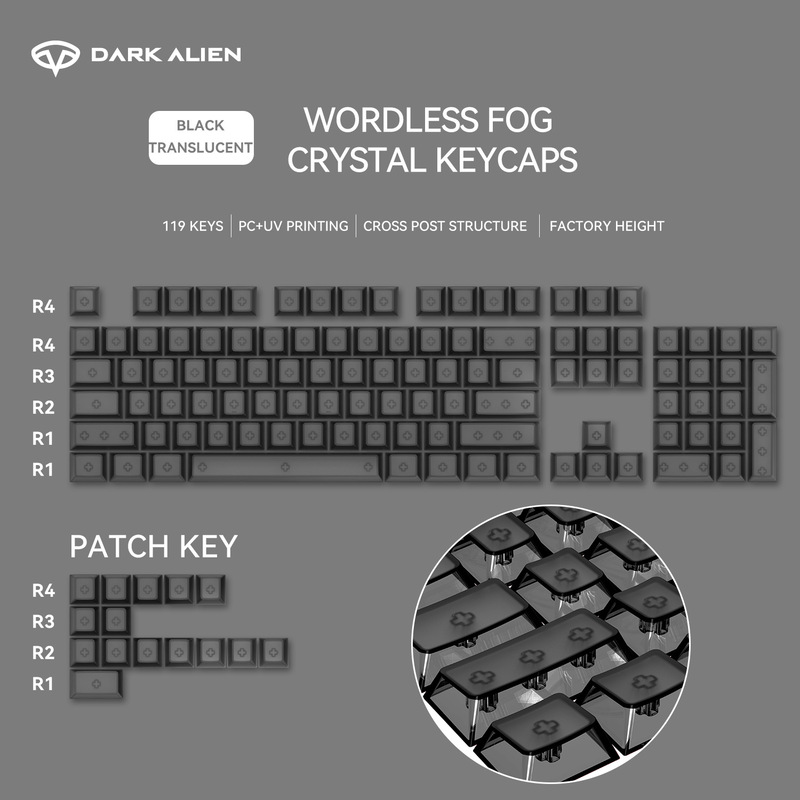 卸売クロスボーダーオリジナル透明 PC キーキャップ UV 印刷フロントつや消し四面高透過率 WOOTING ユニバーサル|undefined