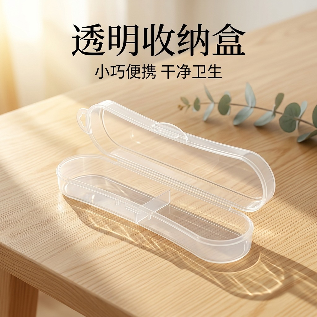 Children's spoon, fork, and chopstick cutlery box, portable storage box, makeup brush box, multifunctional storage box, transparent