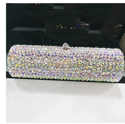 Túi clutch nữ đính kim cương thủ công đế bằng dự tiệc — Cuộn tròn đô la/phấn màu chi tiết 29