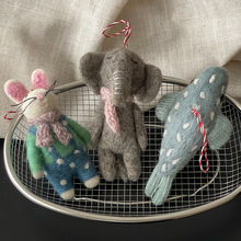 韩国东大门同款羊毛毡挂件可爱小兔大象钥匙扣立体动物玩偶配饰