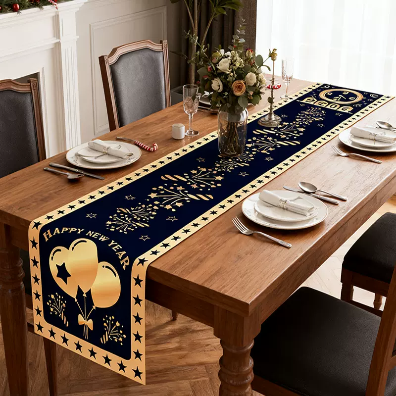 亚马逊新款2026新年桌旗Happy New Year2026新年快乐桌布桌巾定制