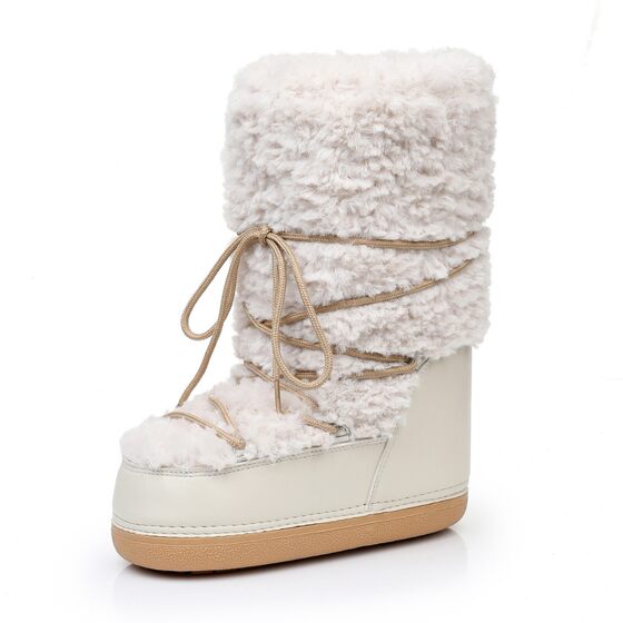 Cross-Border Export Export to Russia 2025 Winter Space Boots Lamb Wool Moon Shoes Snow Boots for Women