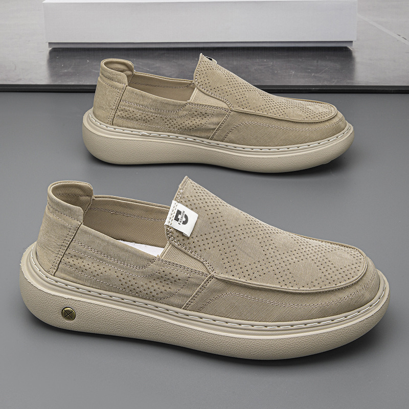 Loafers Men's Slip-On Driving Shoes Casual Versatile Soft-Soled Breathable Cloth Shoes 2025 Summer New Men's Shoes Trendy Style