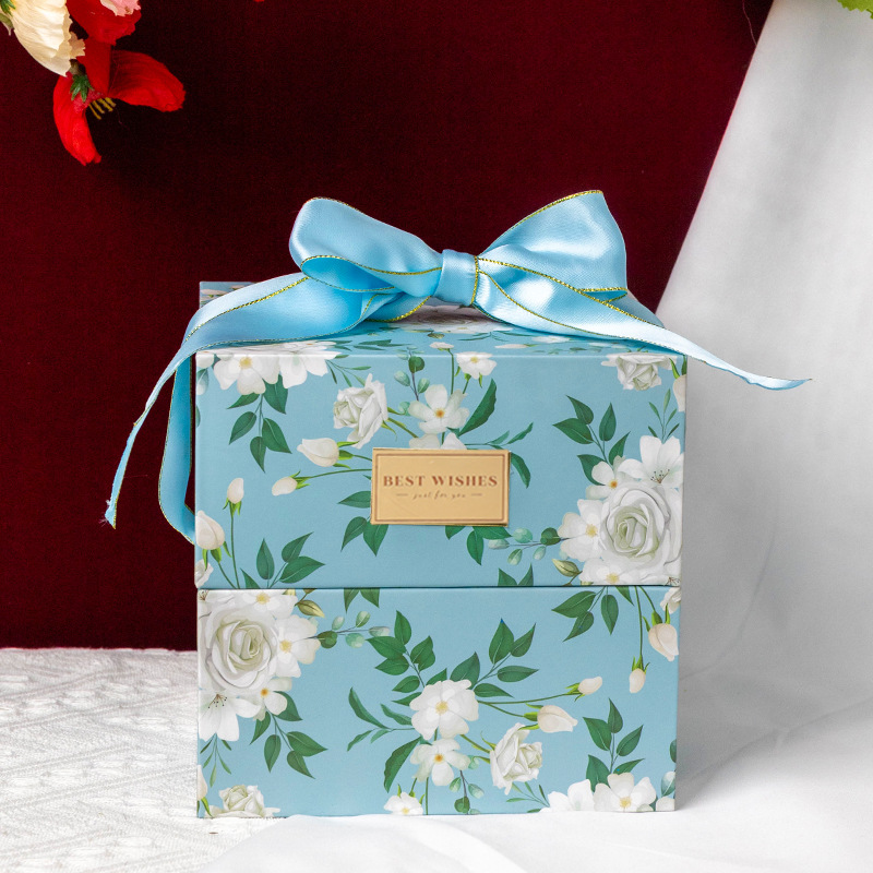 Nueva caja de regalo cuadrada caja de regalo de mano Coreana de alta gama caja de dulces de boda caja de regalo de San Valentín fábrica al por mayor