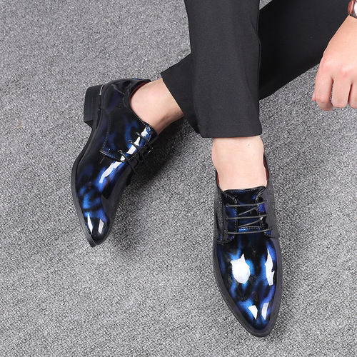 Sharp-headed British business men's formal leather shoes, stylish creative fashion large men's shoes