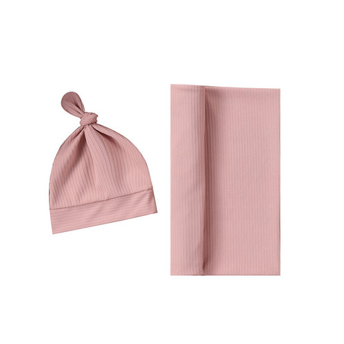 Baby Blanket Set for Newborn, High-Quality Ribbed Headband with Two Pieces, Summer Printed Baby Wrap Hat