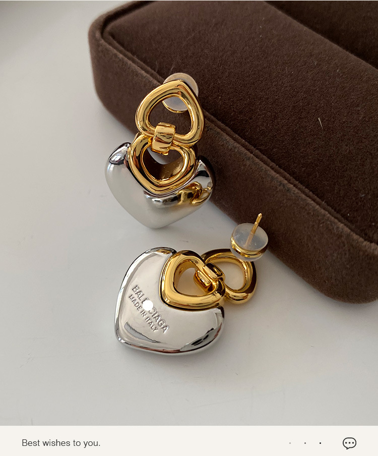 18K Gold Plated Plating Material 1 Pair Simple Style Heart Shape Plating Copper Alloy 18k Gold Plated Earrings