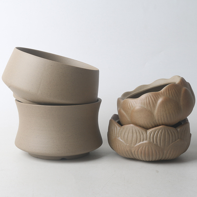 Fleshy flowerpot ceramic stoneware Lotus thumb pot retro quaint root control pot zakka Dehua porcelain flowerpot wholesale Fleshy flowerpot ceramic stoneware Lotus thumb pot retro quaint root control pot zakka Dehua porcelain flowerpot wholesale