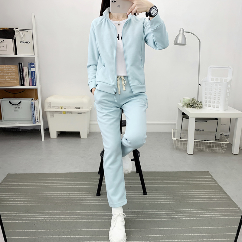 2024 봄과 가을 여성 슬리밍 캐주얼 스포츠웨어 세트 슬림 핏 바지 2 피스 세트 수직 칼라 카디건과 스웨터 바지