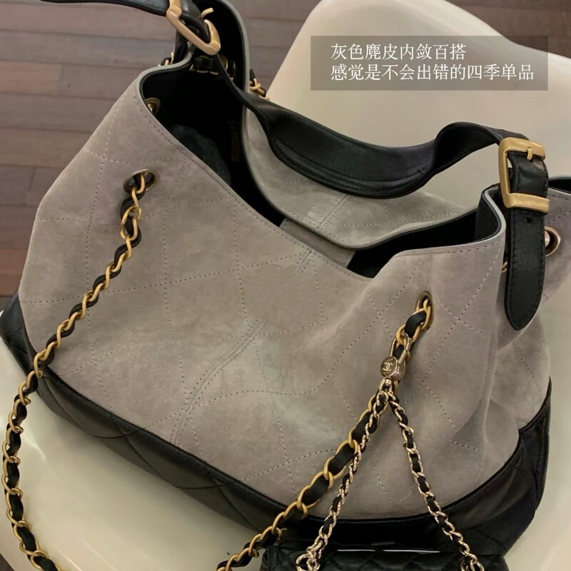 細部に満足~新しいXiaoxiang 25Aスエードトートバッグ本革ひし形チェーン大容量ショルダーアンダーアームバッグ|undefined
