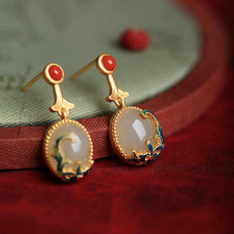 Ethnic earrings jade