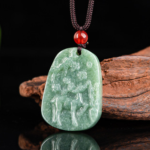 Natural A goods jadeite all the way you pendant deer ice jade pendant flower piece men and women jade wholesale
