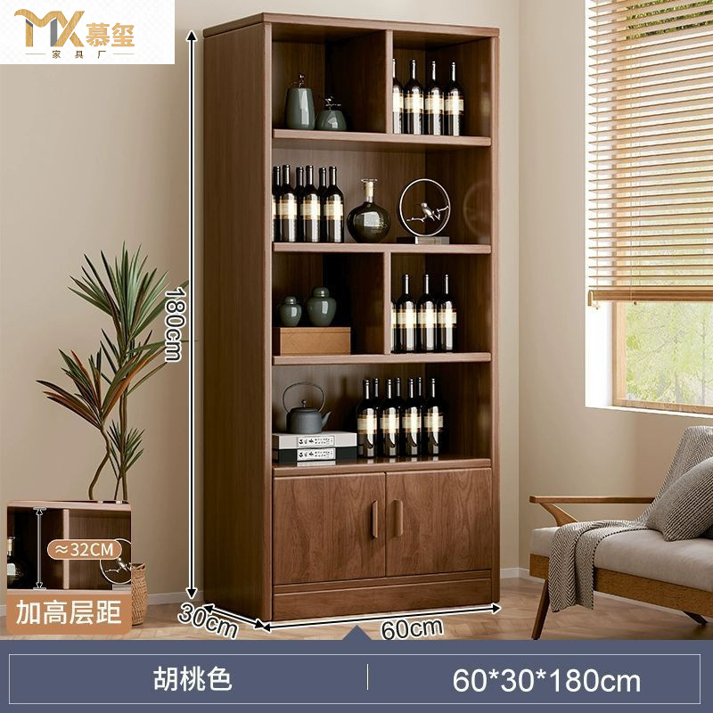 Solid Wood Wine Cabinet Home Living Room Storage Rack Display Cabinet Commercial Simple Small Entrance Cabinet Wall Partition Cabinet Wine Rack