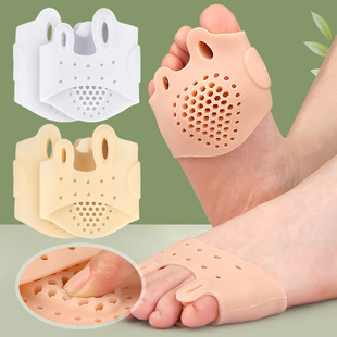 Double-Hole Thumb Valgus Toe Separator with Hole in the Center of the Foot, Thickened Shock-Absorbing Massage Forefoot Pad, Large Foot Bone Orthopedic Sleeve