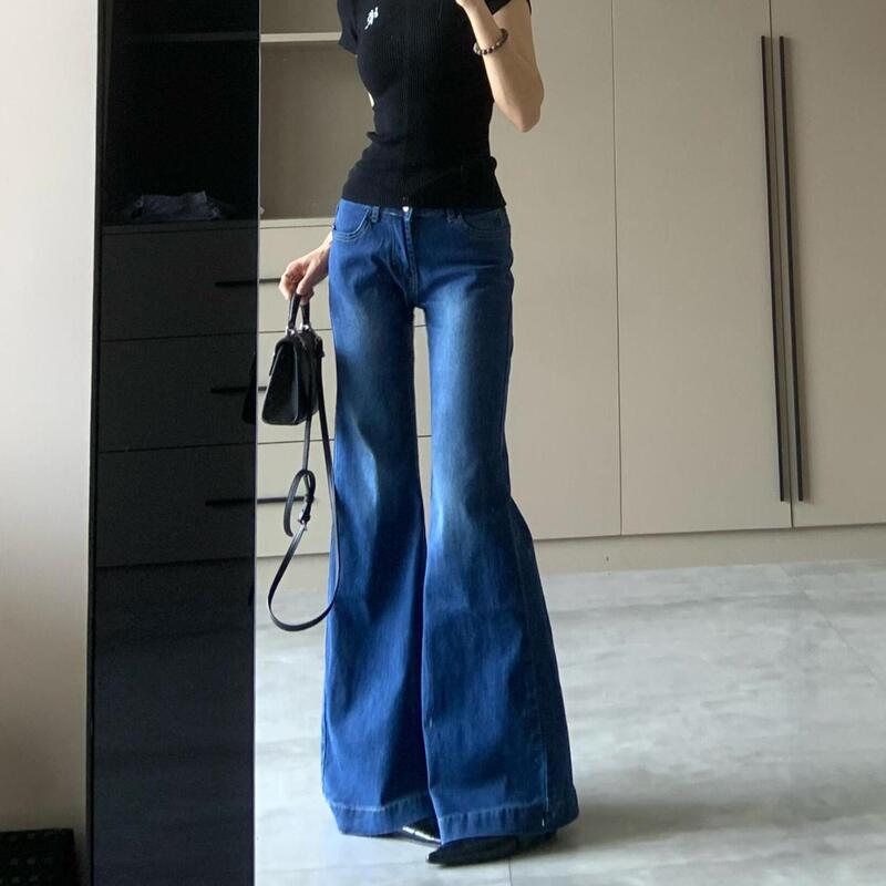 European and American-style Y2K Millennial Hot Girl Low-rise Jeans Women's Summer Thin Slim-fit Slimming Micro-flared floor-mopping pants