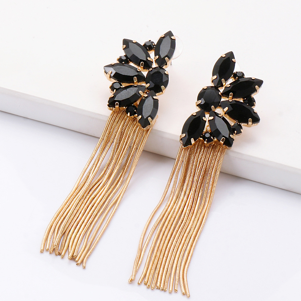 Korean Fashion Style New Diamond Flower Tassel Earrings display picture 7