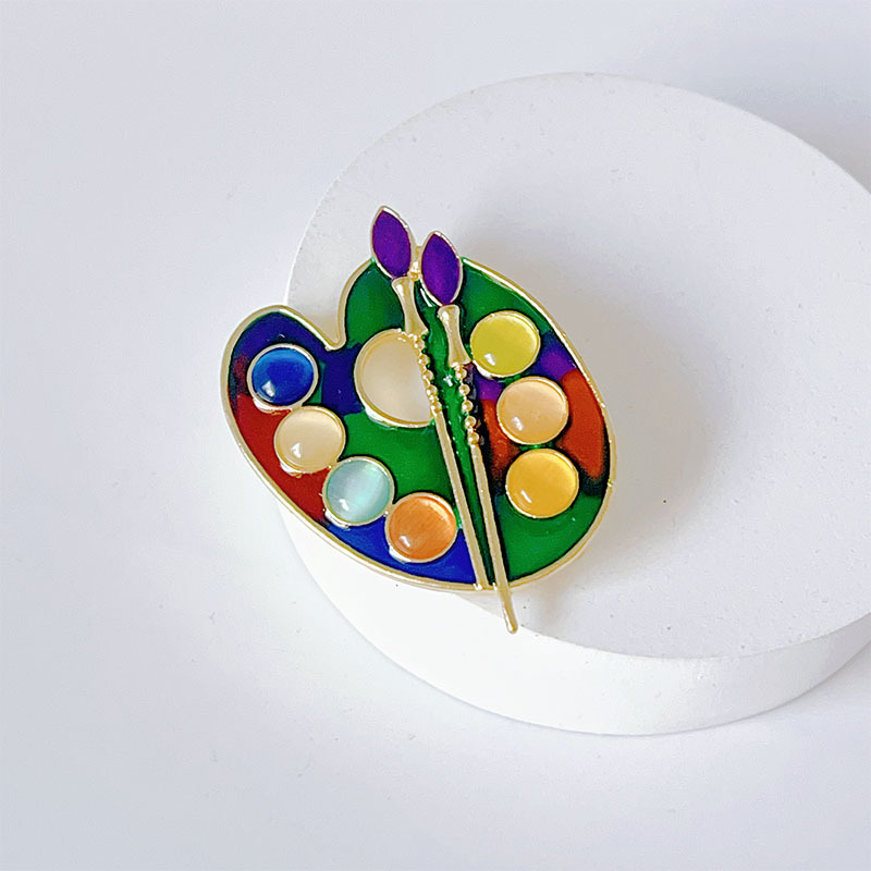 Enamel Colorful Painting Plate Brooch, Classy Niche Classy Corsage Accessories Pin, Waist-Cinching Classy Retro Wholesale for Women